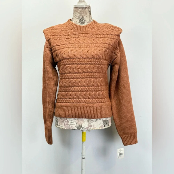 BLANK NYC Brown cable knit sweater size L - Picture 8 of 13
